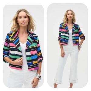 Joseph Ribkoff Black/Multi Short Boxy Blazer